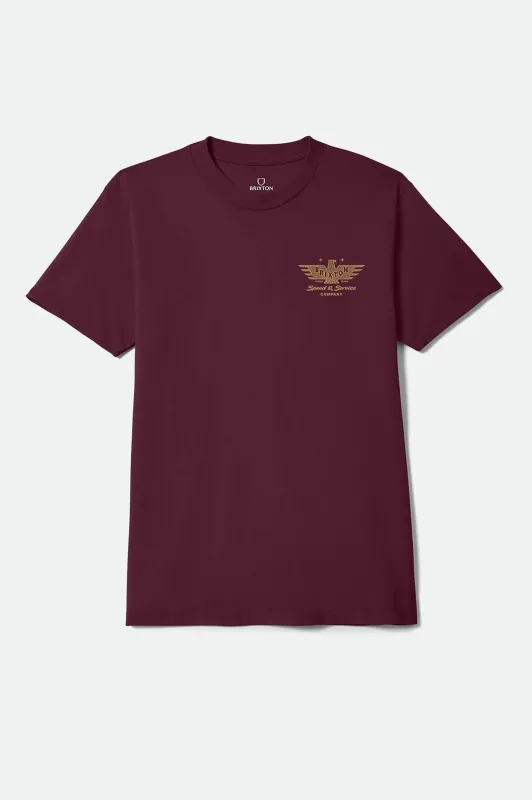 Ewing Standard T-Shirt - Burgundy made by Brixton