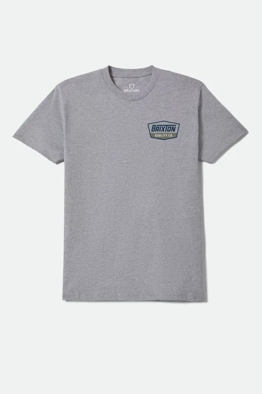 Regal Standard T-Shirt - Heather Grey/Navy made by Brixton
