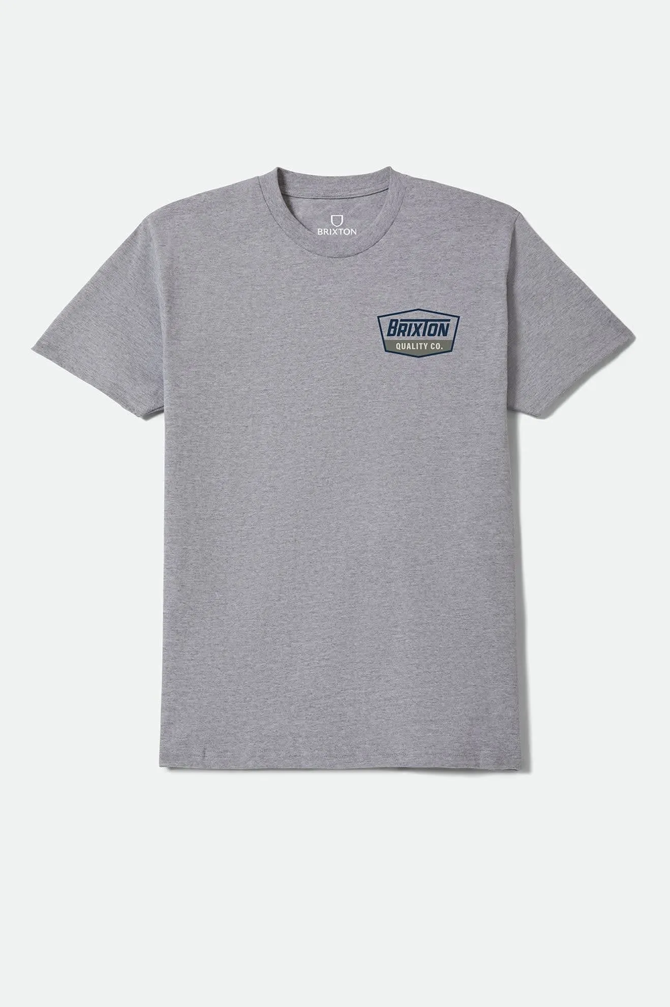 Regal Standard T-Shirt - Heather Grey/Navy sold by Brixton