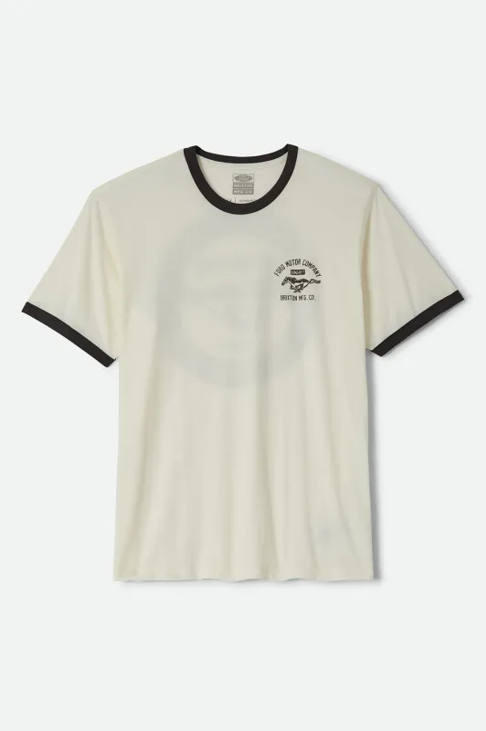 Ford Mustang Ringer T-Shirt - Wimbledone White/Burnt Rubber made by Brixton