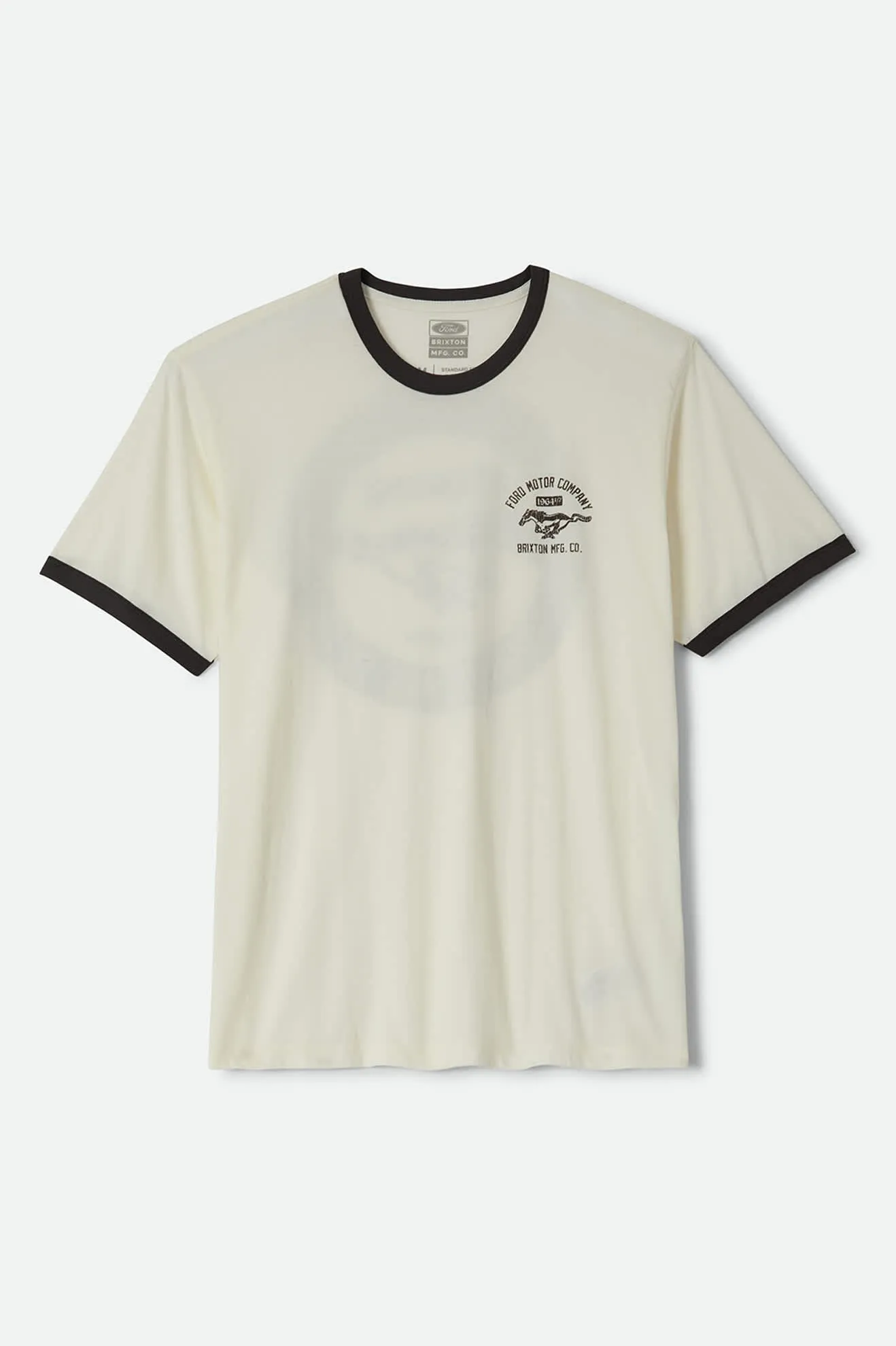 Ford Mustang Ringer T-Shirt - Wimbledone White/Burnt Rubber sold by Brixton