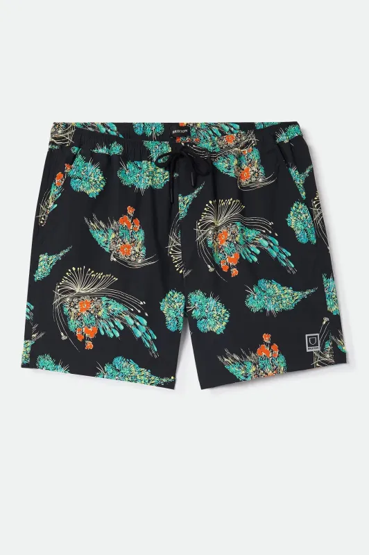 Everyday Stretch Hybrid Short 7" - Black Floral made by Brixton