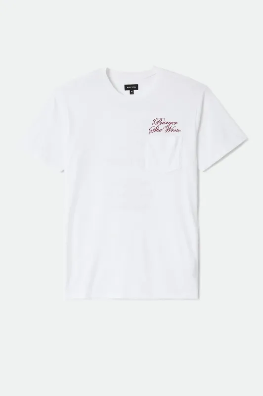 Burger She Wrote Pocket T-Shirt - White made by Brixton