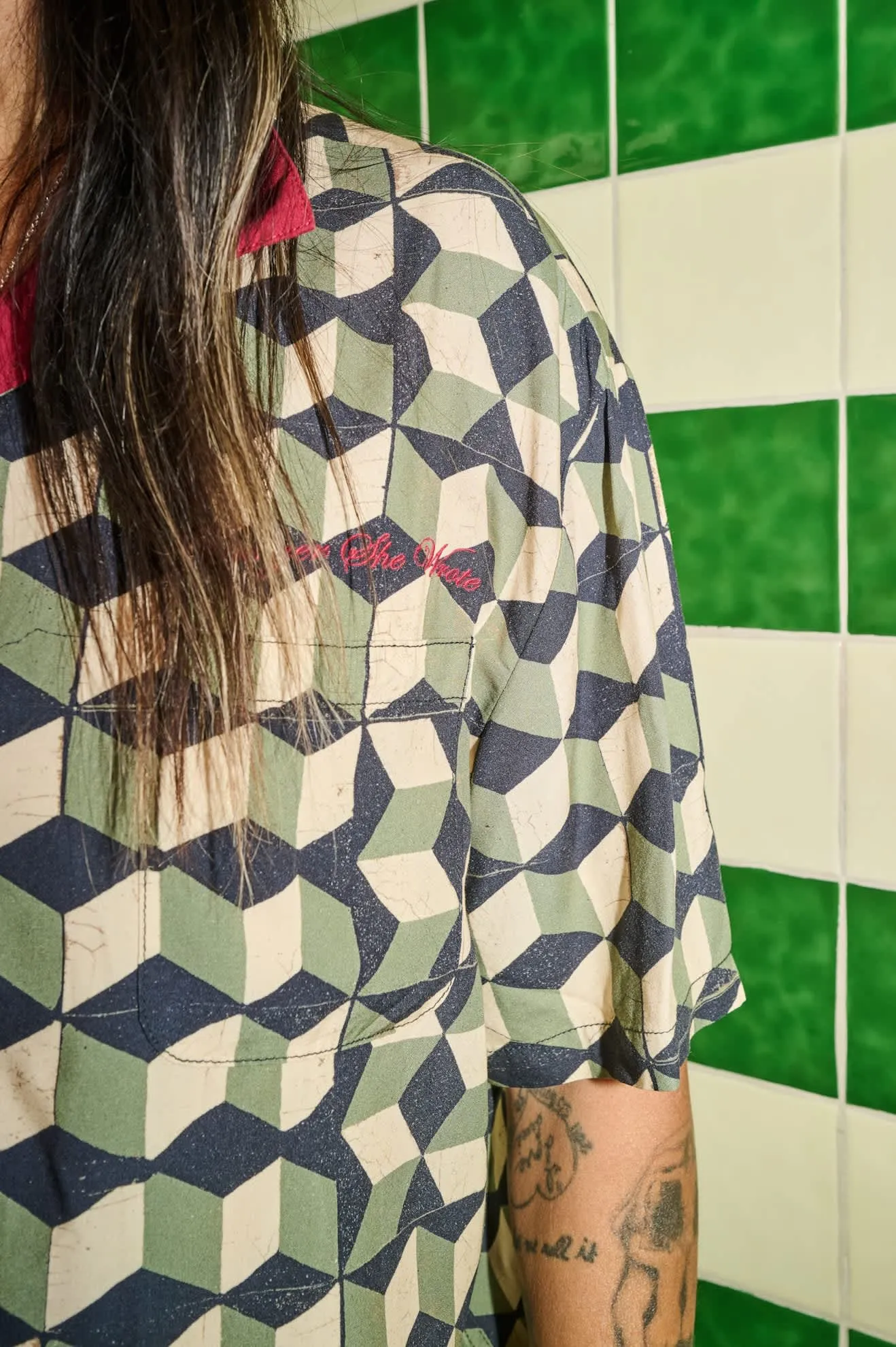 Burger She Wrote Shirt - Black/Green Tile sold by Brixton product image thumbnail 4