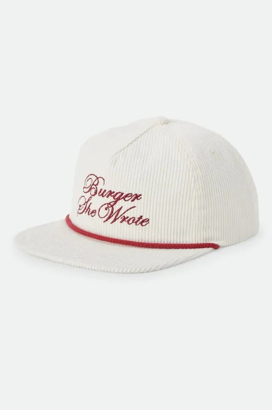 Burger She Wrote Snapback - Natural made by Brixton