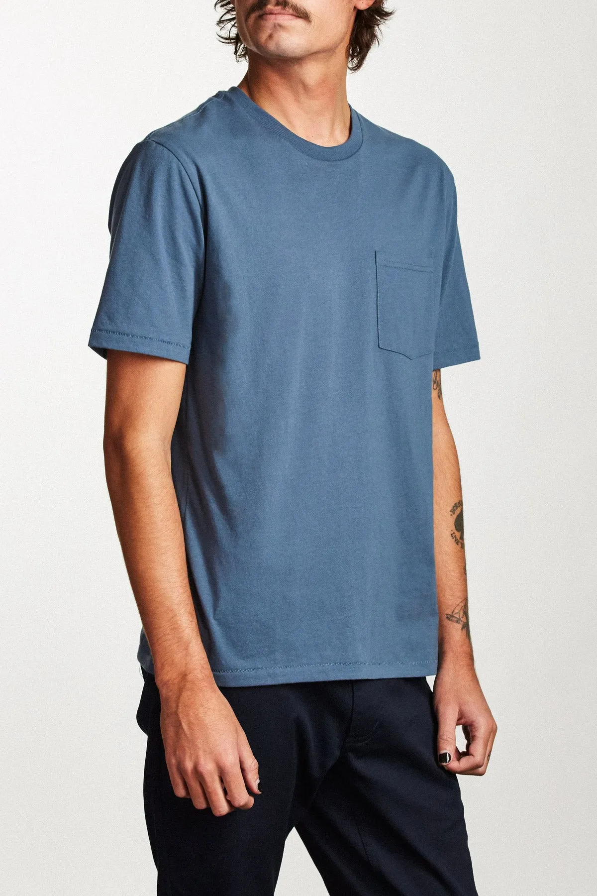 Basic S/S Pocket Tee - Dusty Blue sold by Brixton product image thumbnail 4