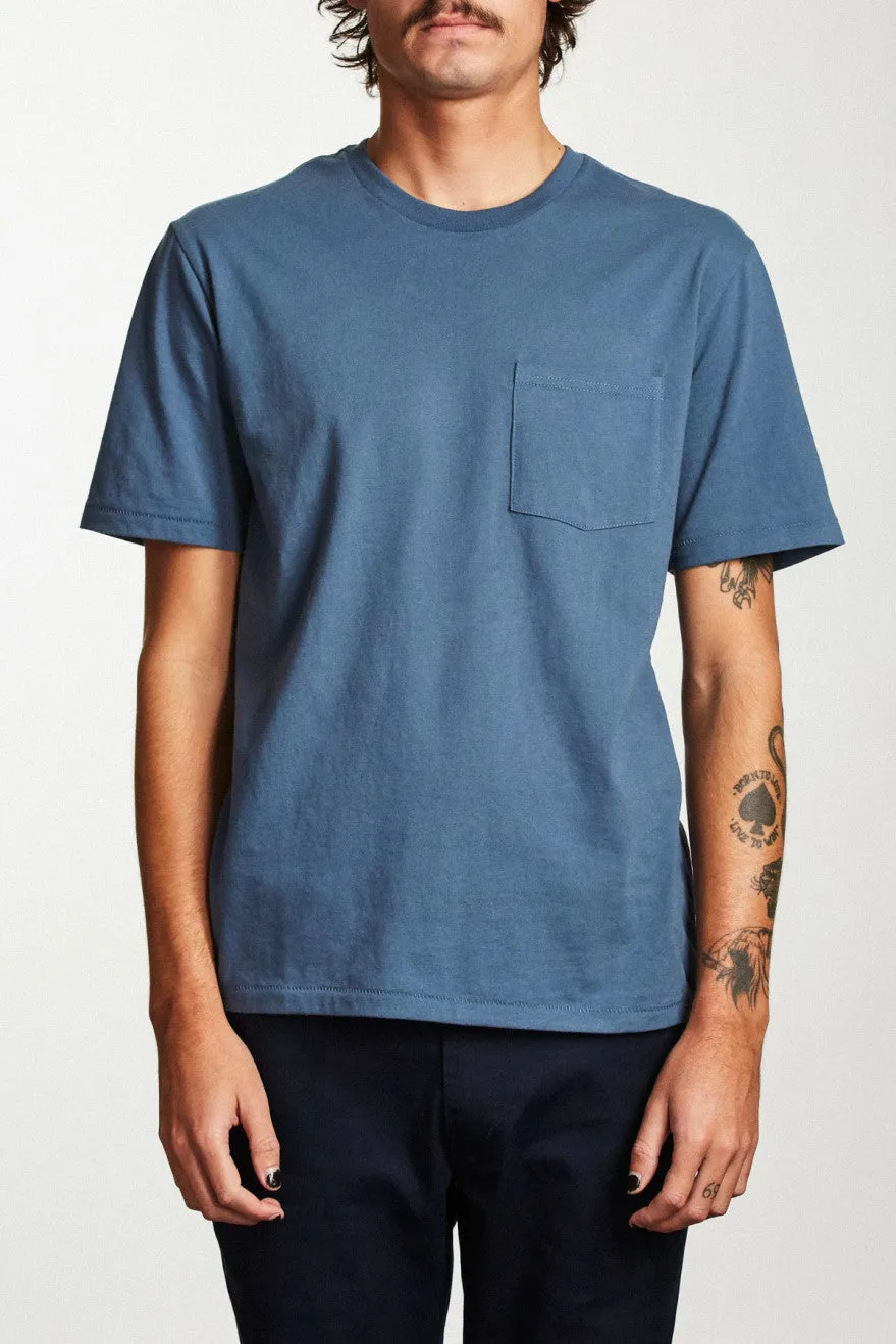 Basic S/S Pocket Tee - Dusty Blue sold by Brixton