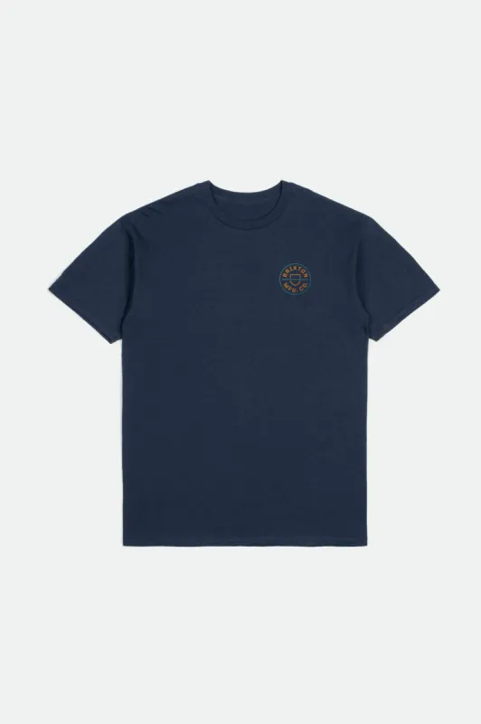 Crest II S/S Standard Tee - Moonlit Ocean/Burnt Orange/Teal sold by Brixton