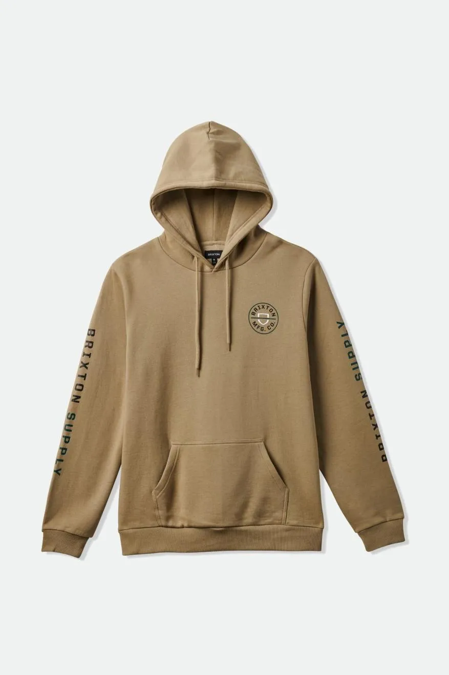 Crest Fleece Hood - Oatmeal/Pine Needle sold by Brixton