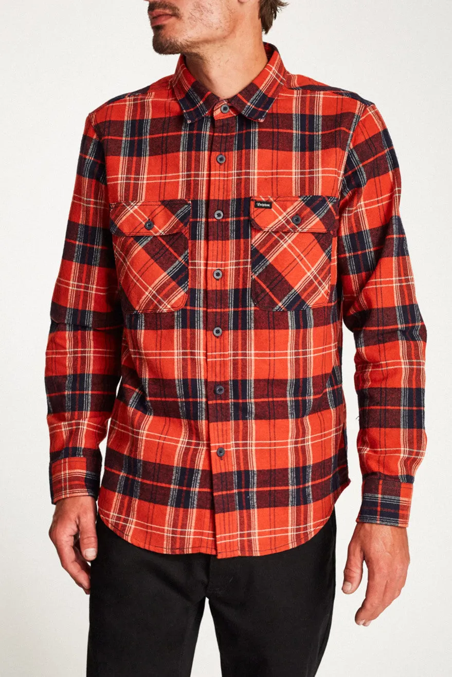 Bowery L/S Flannel - Red/Navy sold by Brixton