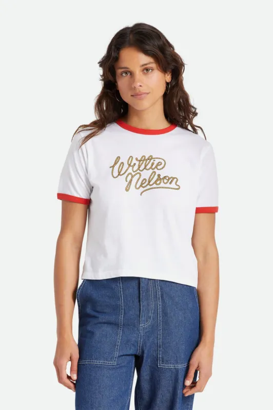 Willie Nelson Boxy Ringer Tee - White sold by Brixton