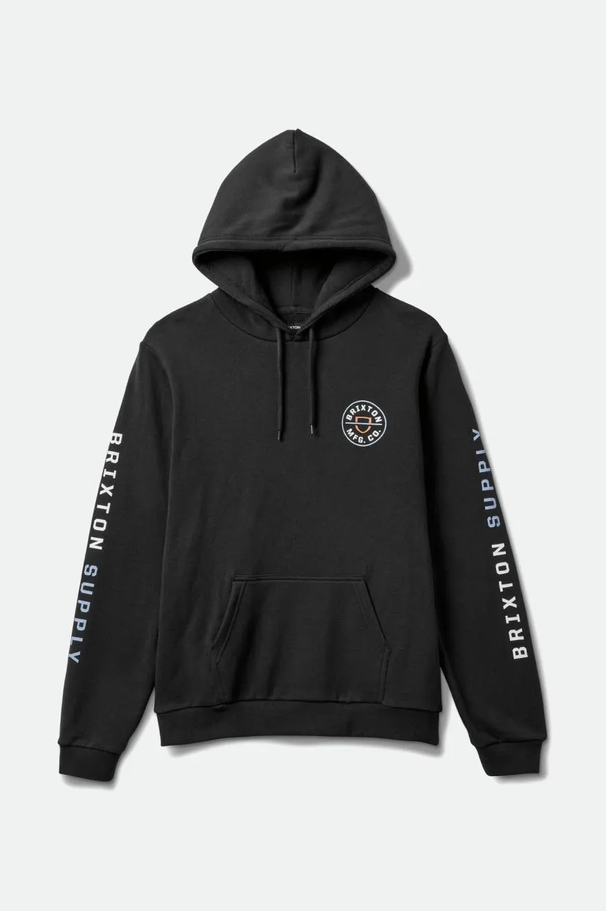 Crest Hood - Black/Dusty Blue/Burnt Red sold by Brixton