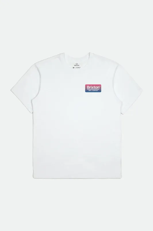 Palmer S/S Tailored Tee - White/Blue/Pink sold by Brixton