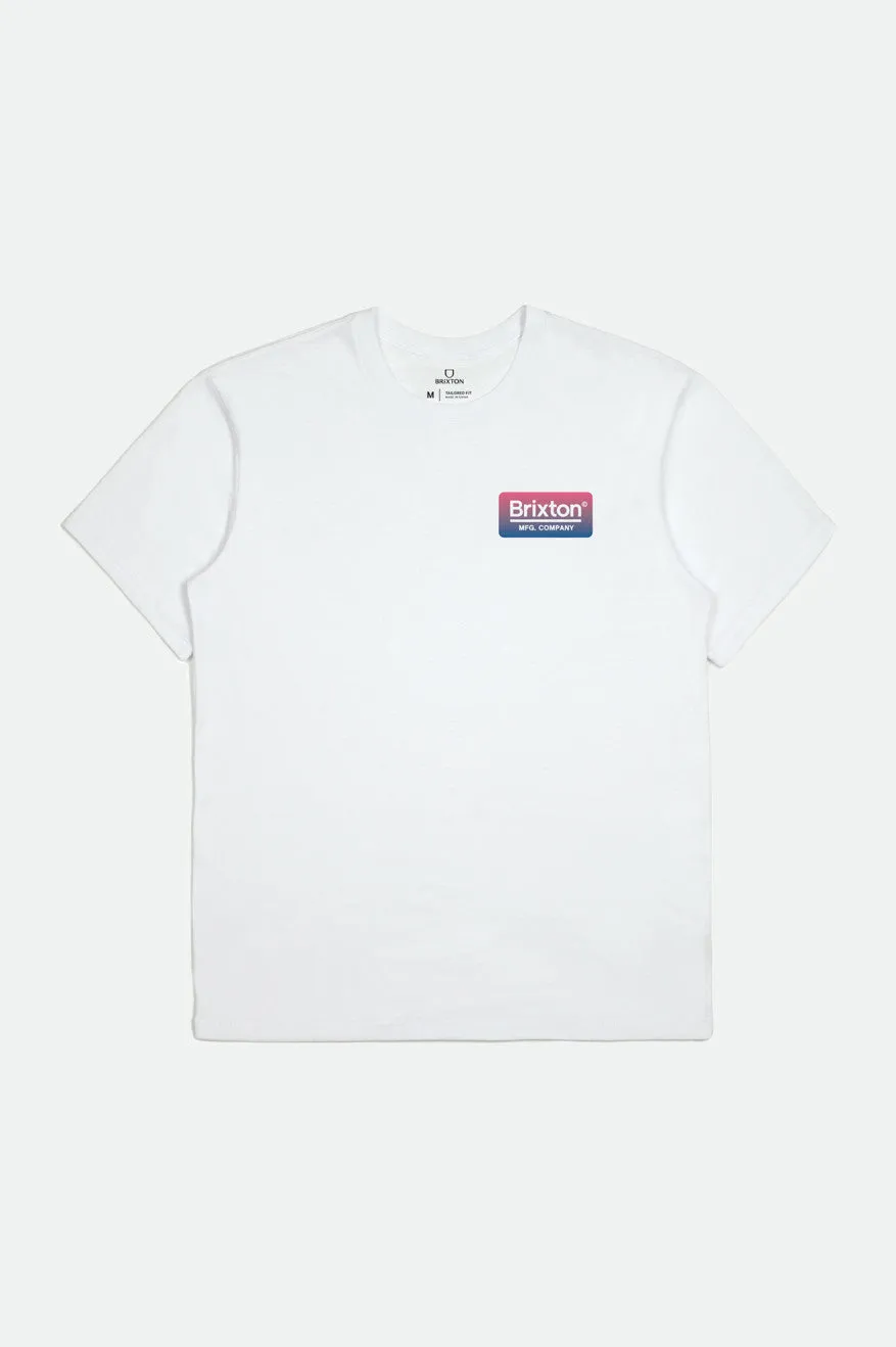 Palmer S/S Tailored Tee - White/Blue/Pink sold by Brixton