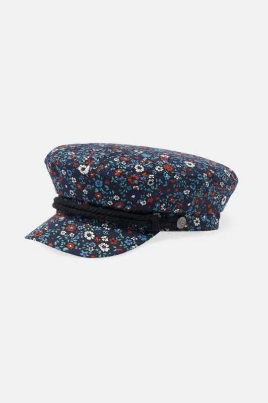 Fiddler Fisherman Cap - Washed Navy Floral sold by Brixton