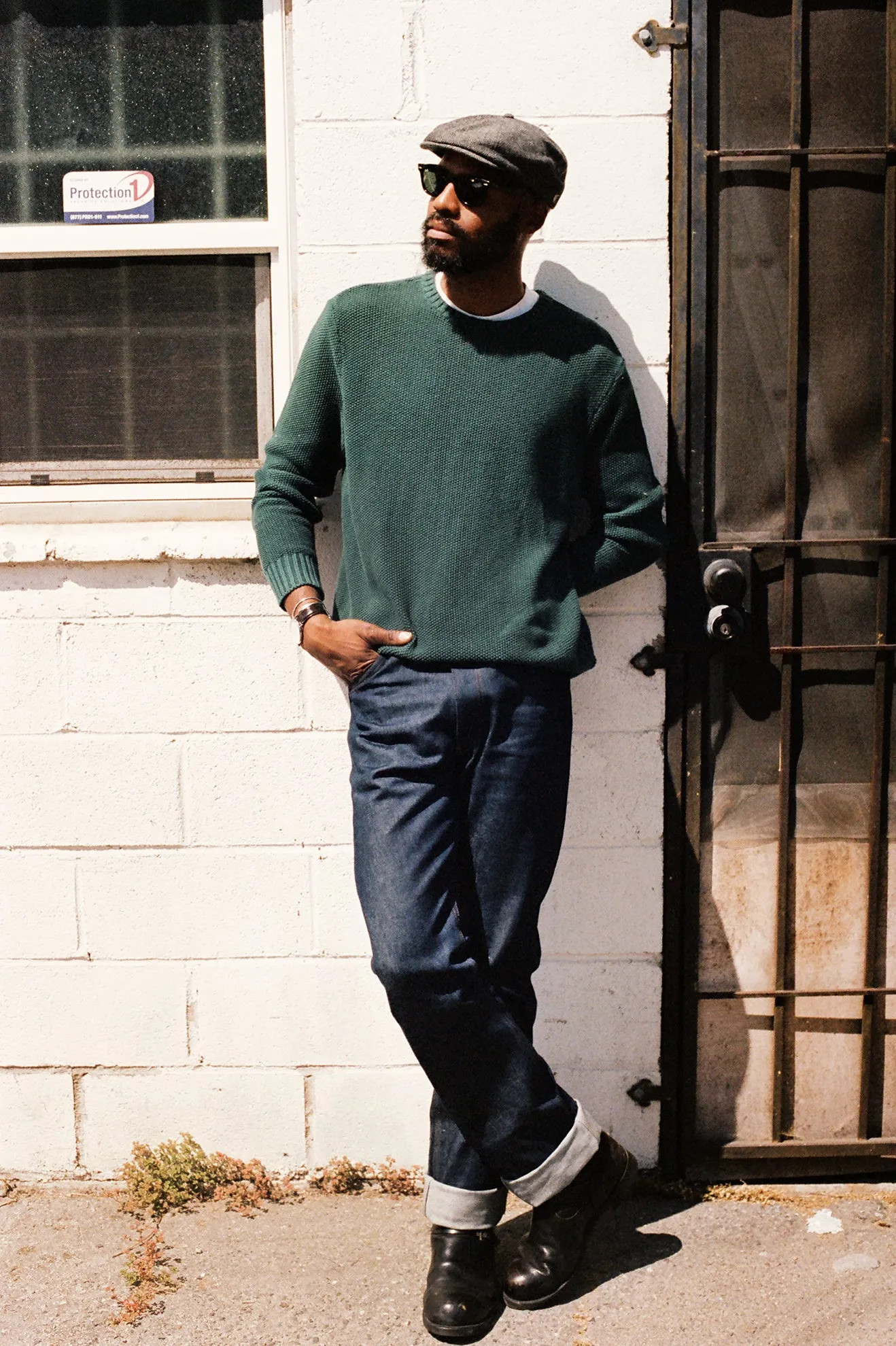 Jacques Waffle Knit Sweater - Pine Needle sold by Brixton product image thumbnail 3