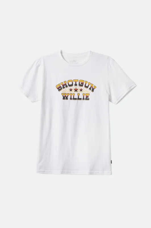 Willie Nelson Shotgun S/S Tailored Tee - White sold by Brixton