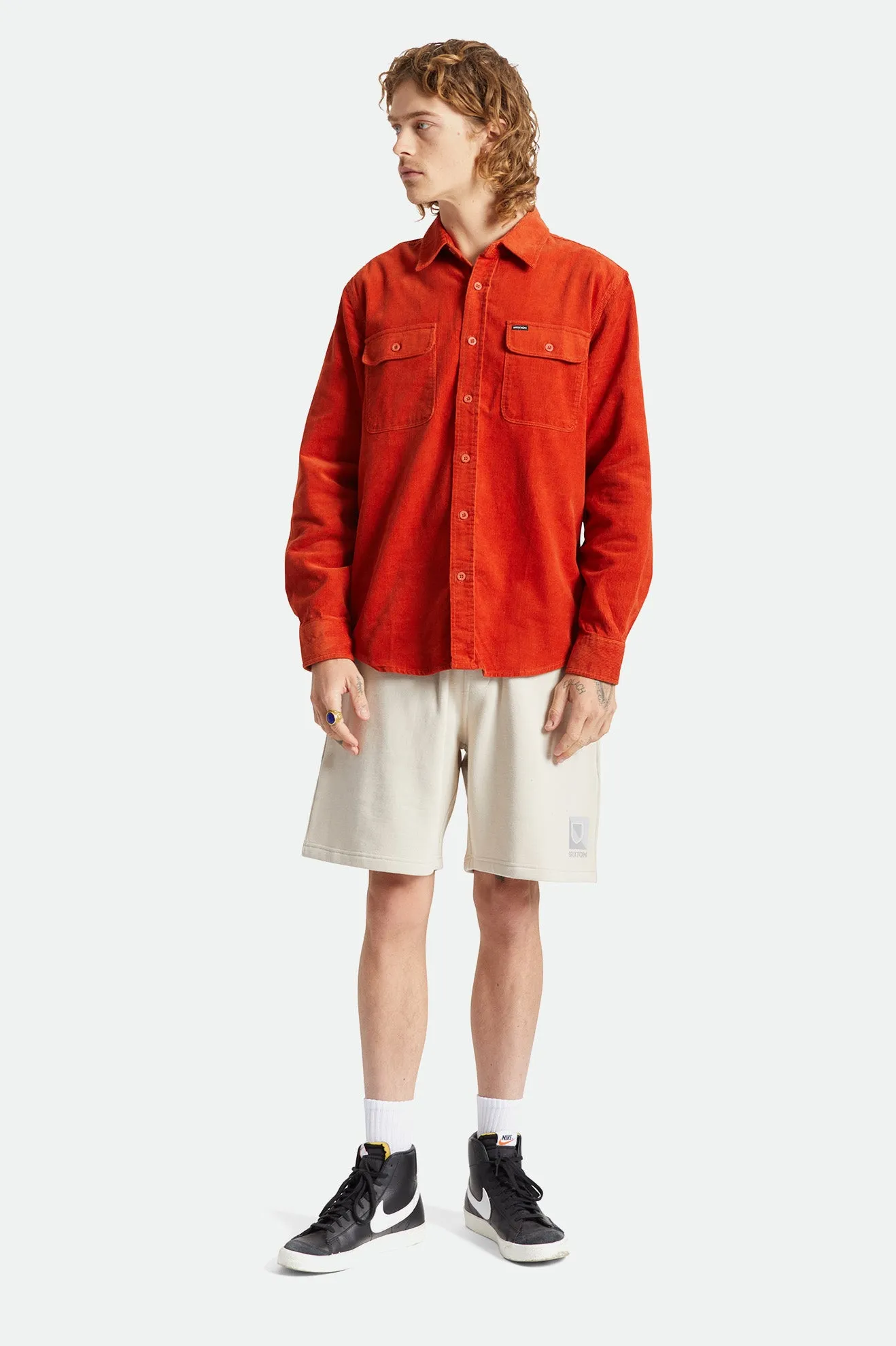 Bowery Corduroy L/S Flannel - Phoenix Orange sold by Brixton