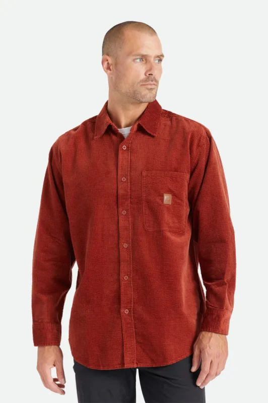 Porter L/S Waffle Corduroy - Burnt Henna sold by Brixton