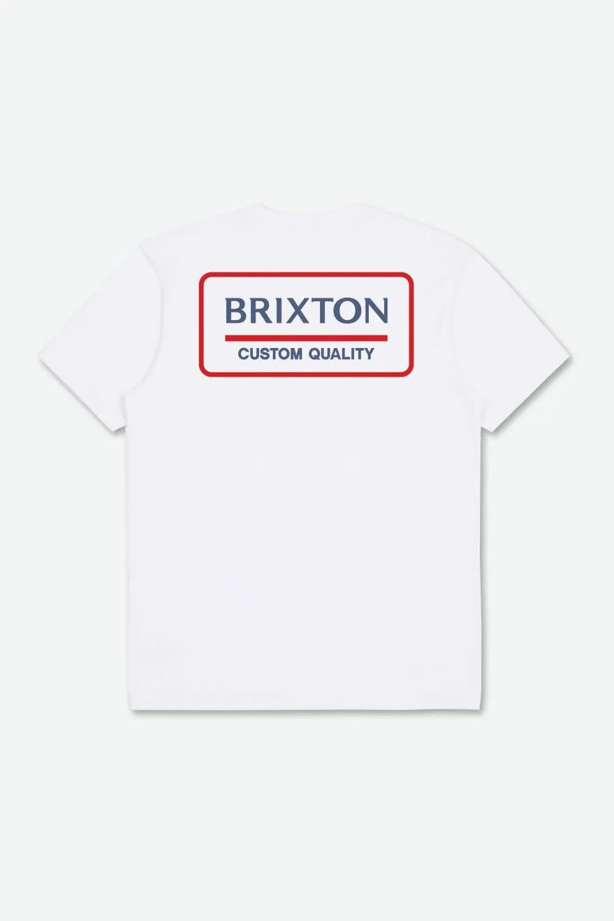 Palmer Proper S/S Standard Tee - White/Pacific Blue/Aloha Red sold by Brixton product image thumbnail 2