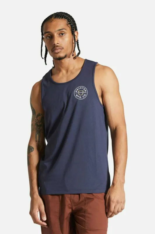 Crest Tank Top - Washed Navy/Off White sold by Brixton