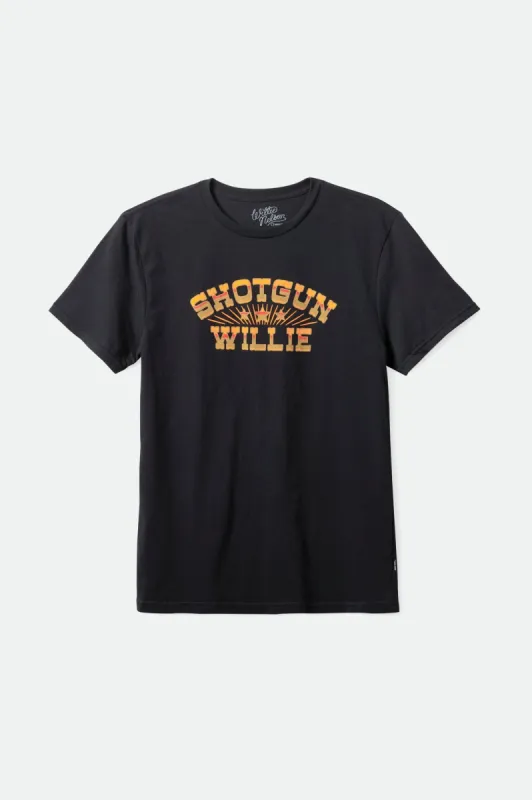 Willie Nelson Shotgun S/S Tailored Tee - Black sold by Brixton