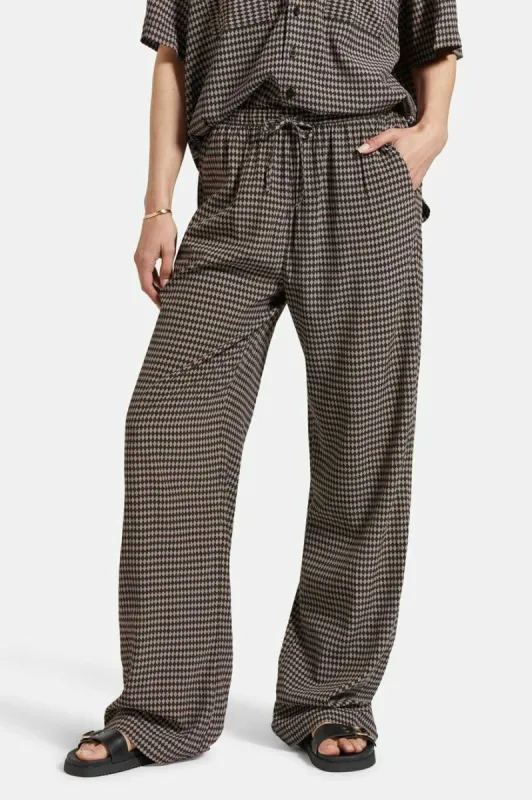 Hudson Lounge Pant - Washed Black/Cinder Grey Diamond Check sold by Brixton