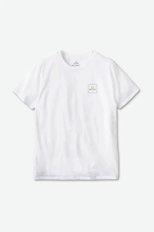 Alpha Square S/S Standard Tee - White/Ocean Blue/Golden Brown sold by Brixton