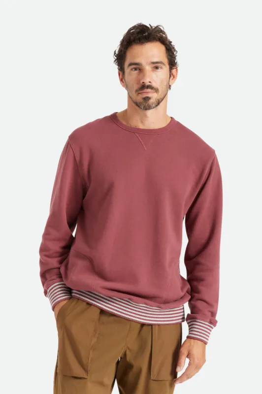 Collegiate Pocket Crew - Mahogany/Heather Grey Worn Wash sold by Brixton