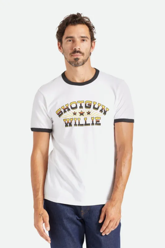 Willie Nelson Shotgun S/S Ringer Tee - White sold by Brixton