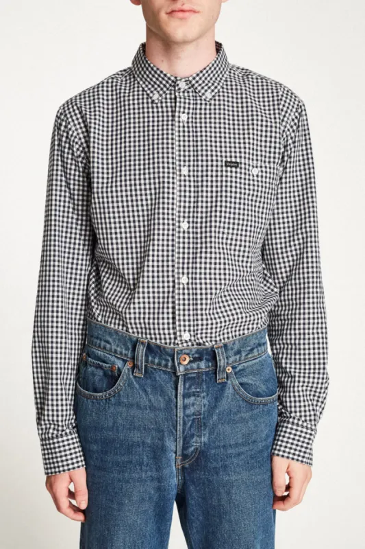 Howl L/S Woven - Navy/Off White sold by Brixton