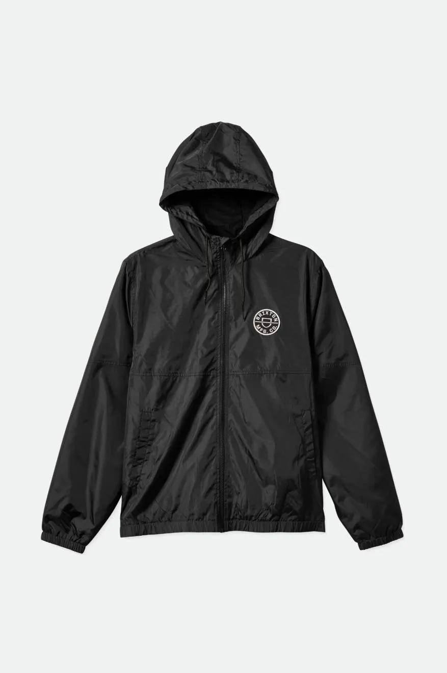 Claxton Crest Lightweight Jacket - Black/Black sold by Brixton