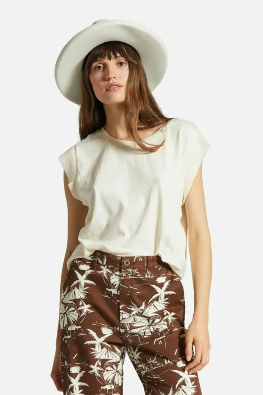 Carefree Organic Garment Dyed Boxy T-Shirt - White Smoke sold by Brixton