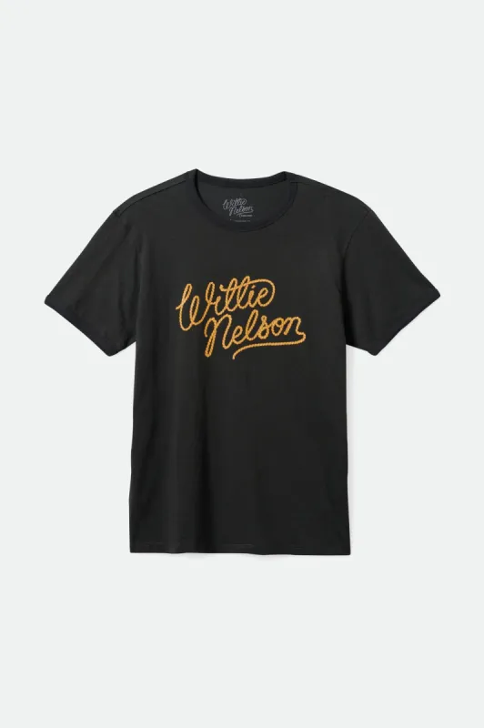 Willie Nelson S/S Ringer Tee - Washed Black made by Brixton