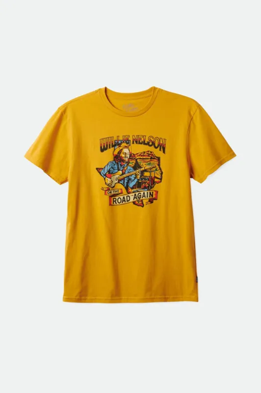 Willie Nelson Road Again S/S Tailored Tee - Texas Yellow made by Brixton