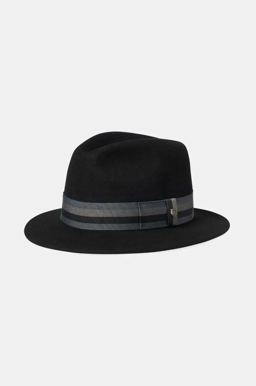 Roma Fedora - Black/Grey Charcoal sold by Brixton