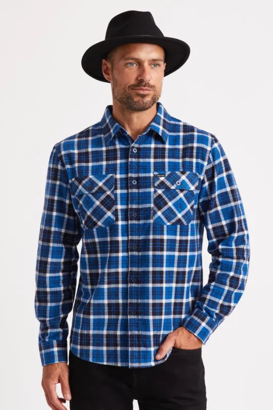Bowery Lightweight L/S Flannel - Navy/Royal sold by Brixton