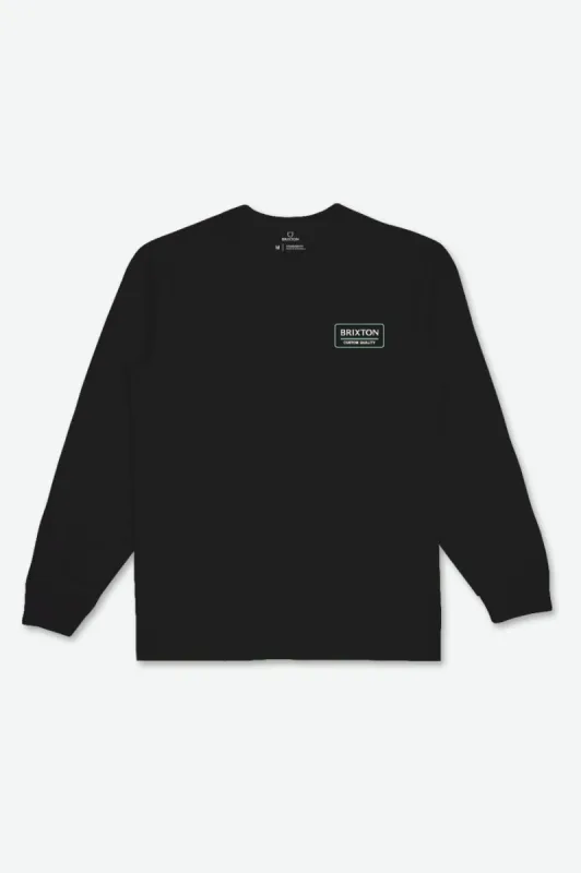Palmer Proper L/S Tee - Black/Jade/Off White sold by Brixton