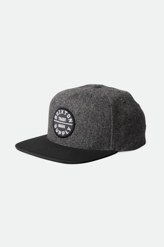 Oath III Snapback - Black/Grey Herringbone sold by Brixton