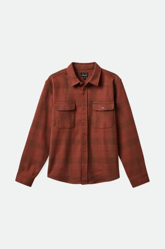 Bowery Stretch Water Resistant L/S Flannel - Sepia/Terracotta sold by Brixton
