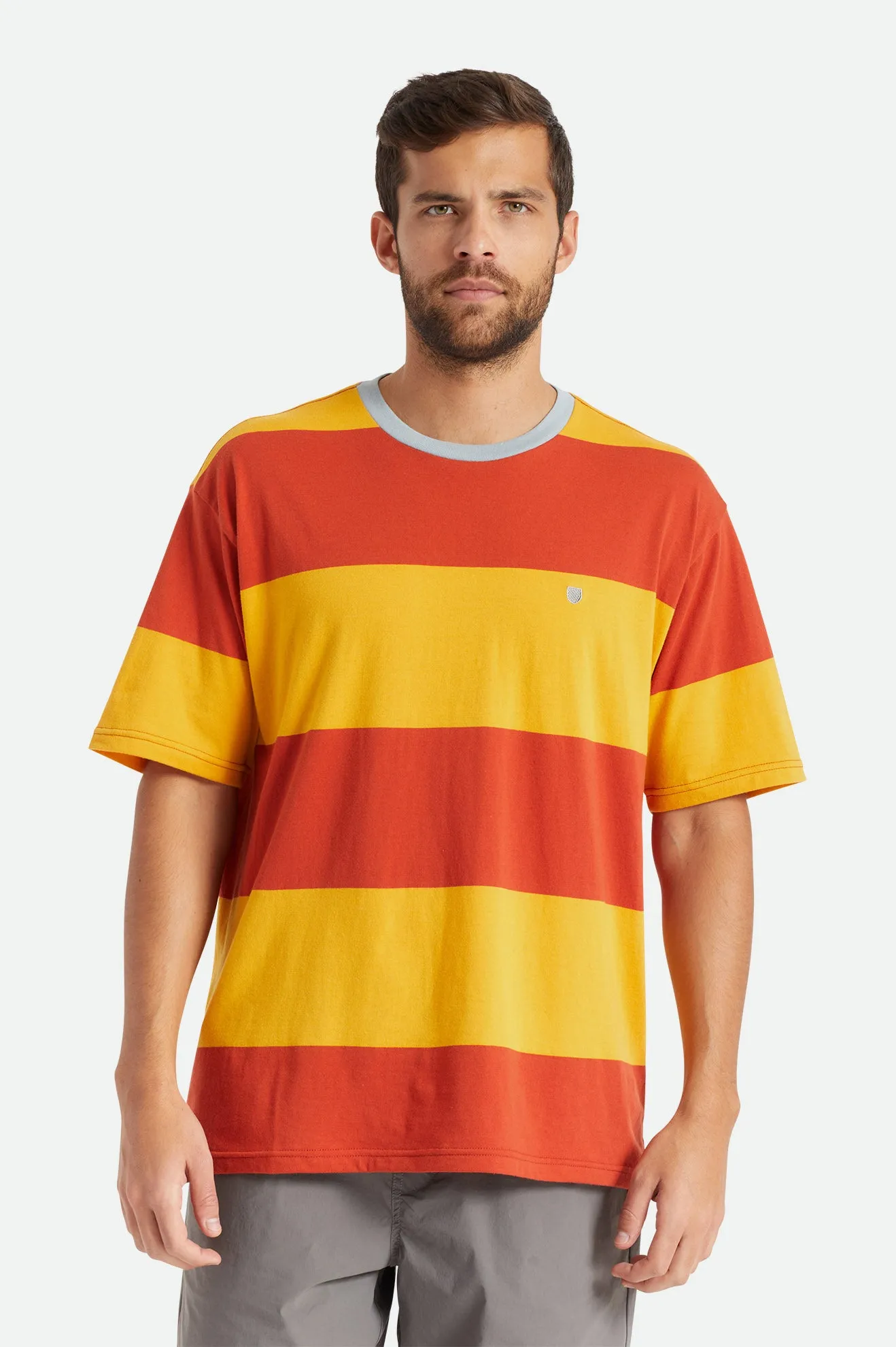 Hilt Boxy Shield S/S Knit - Phoenix Orange/Golden Glow sold by Brixton