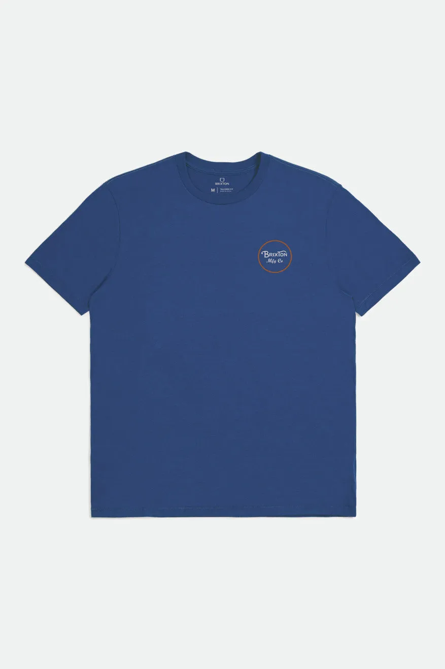 Wheeler II S/S Tailored Tee - Marine Blue sold by Brixton
