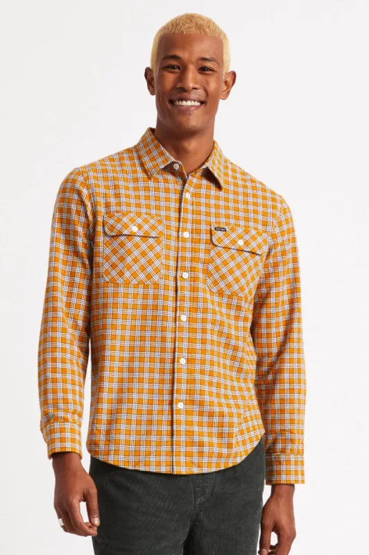 Bowery Lightweight L/S Flannel - Athletic Gold sold by Brixton