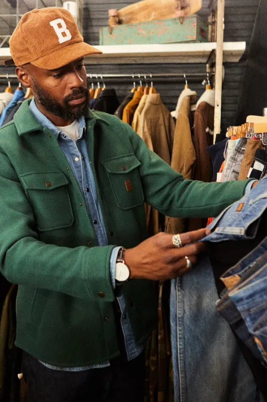 Durham Felted Stretch Jacket - Pine Needle sold by Brixton