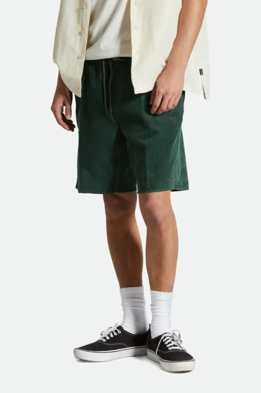 Madrid II Corduroy Short 8" - Trekking Green Cord sold by Brixton