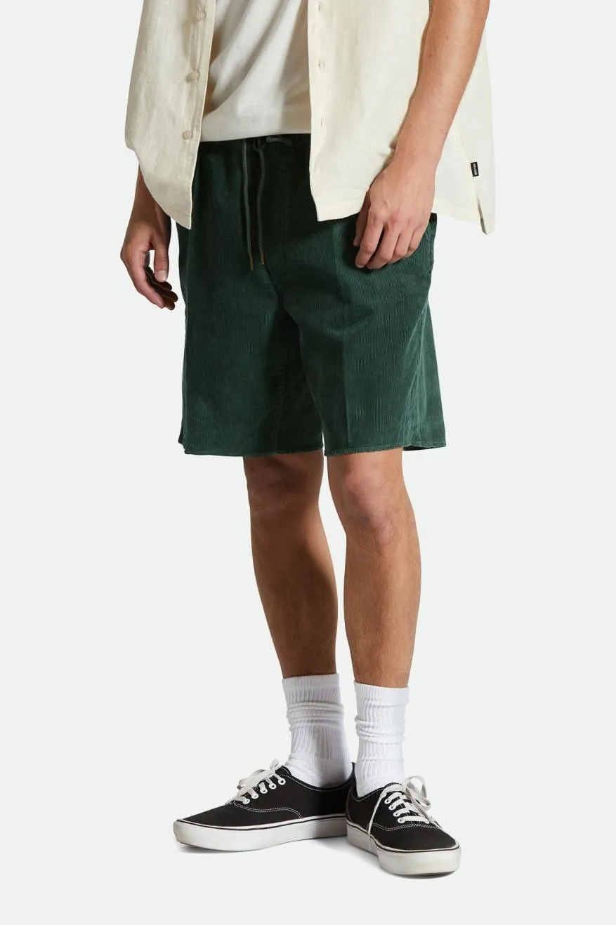 Madrid II Corduroy Short 8" - Trekking Green Cord sold by Brixton