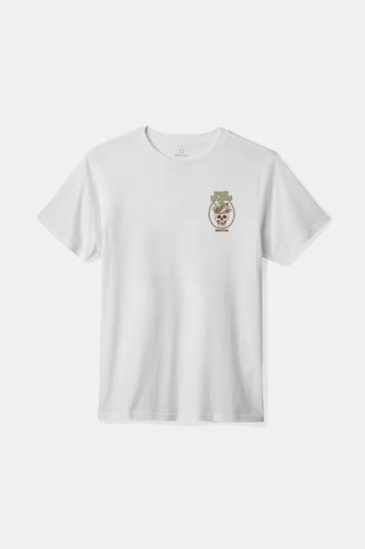 Bass Brains Skull S/S Standard T-Shirt - White sold by Brixton
