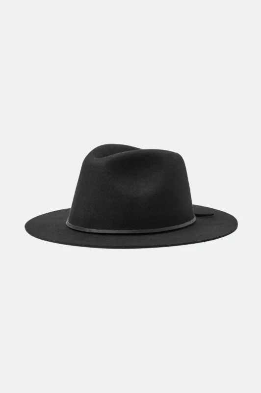 Wesley Packable Fedora - Black/Black sold by Brixton