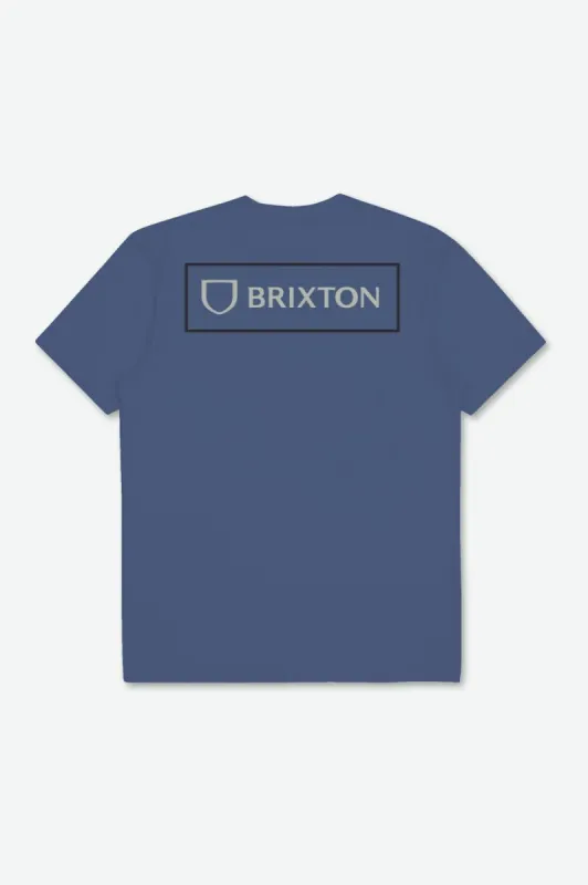 Alpha Block S/S Tailored Tee - Pacific Blue/Mineral Grey/Black sold by Brixton