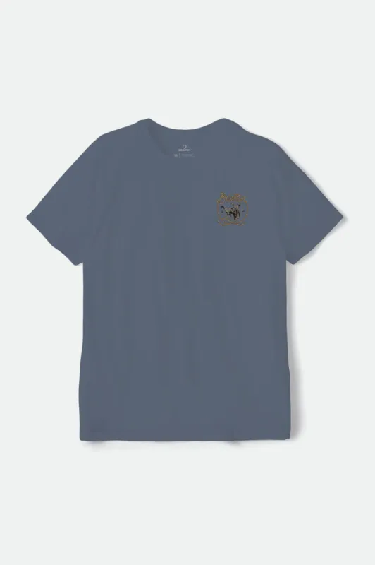 Omaha S/S Tailored Tee - Flint Blue made by Brixton